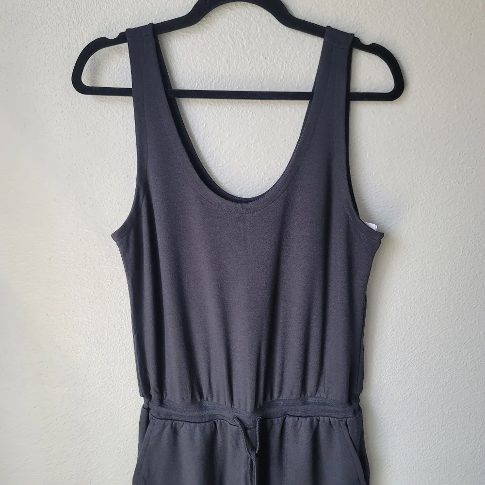 Athleta Balance Sleeveless Jumpsuit XSmall Black NWT French Terry Loungewear